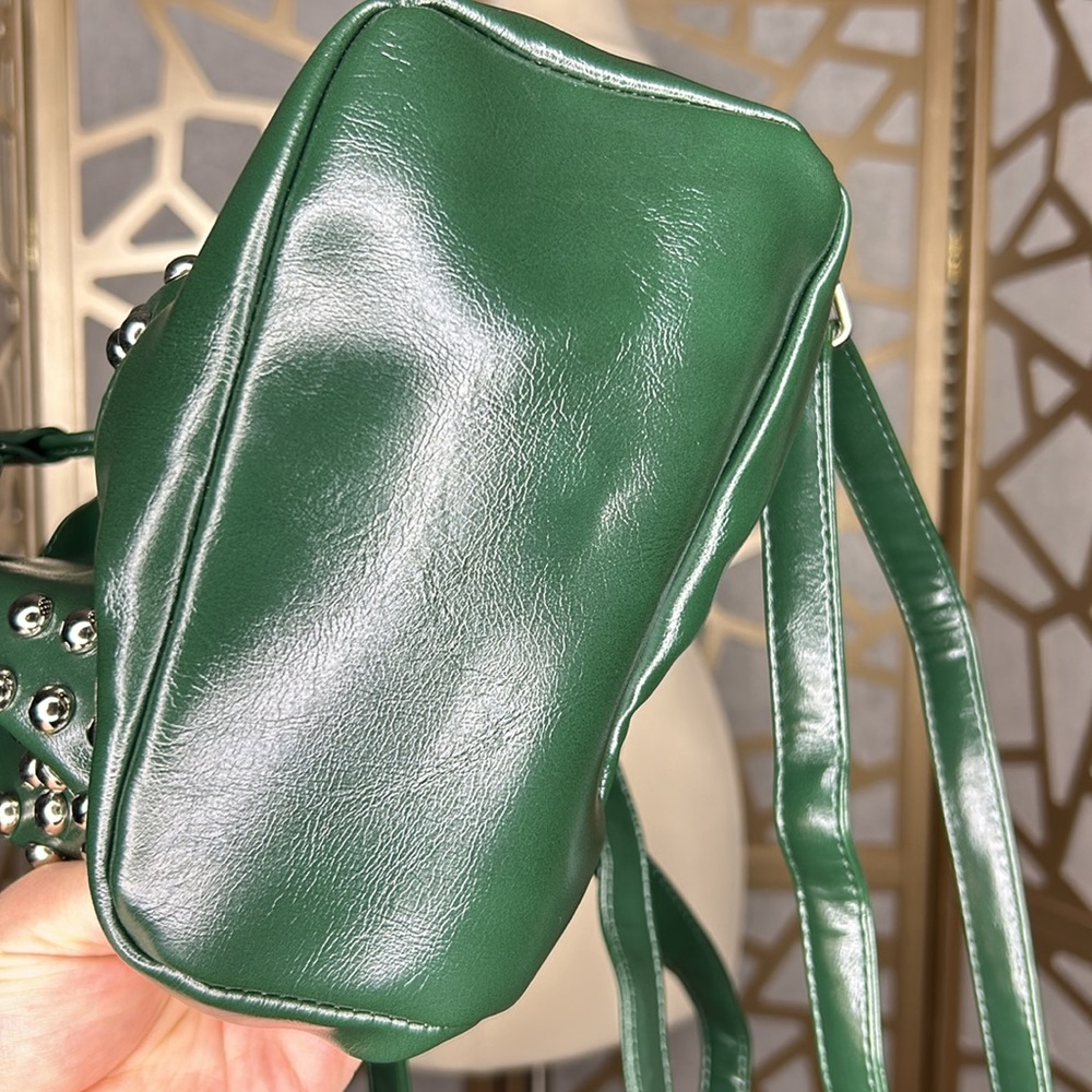 Faux Leather Green‎ Mini Backpack With Rivets - Picture 7 of 7